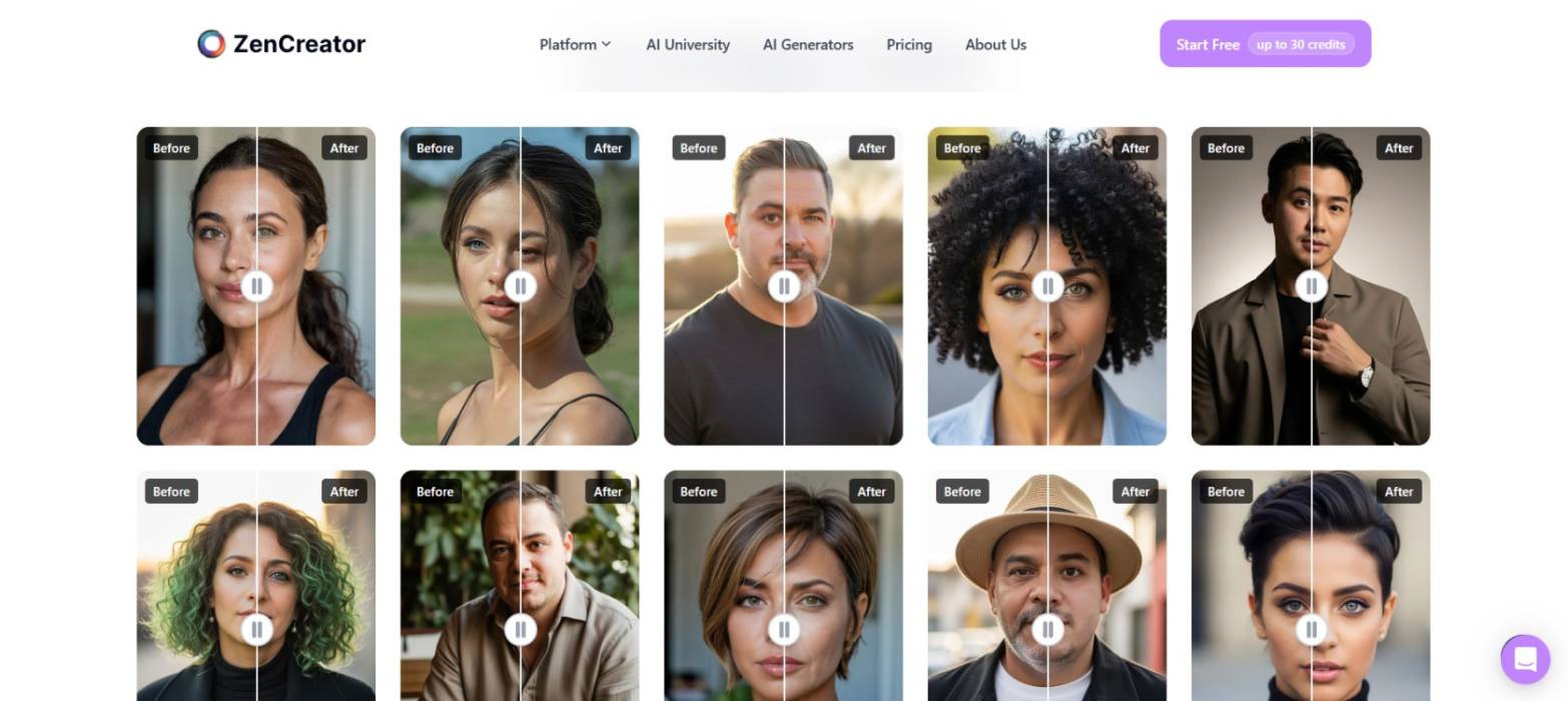 ZenCreator AI virtual persona face swap interface ZenCreator AI virtual persona face swap interface
